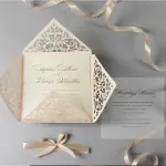 Square triangle laser wedding card